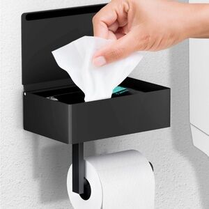 Day Moon Designs Black Toilet Paper Holder with Shelf